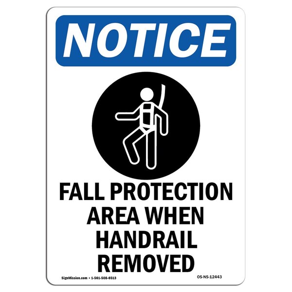 Signmission OSHA Sign, Fall Protection Area With Symbol, 5in X 3.5in Decal, 10PK, 3.5" W, 5" H, Portrait, PK10 OS-NS-D-35-V-12443-10PK - main